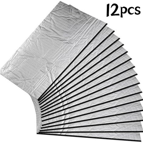 Lot de 12 panneaux isolants thermiques pour voiture - isolation phonique et thermique - 250 x 180 x 5 mm - panneau isolant universel (1/4)