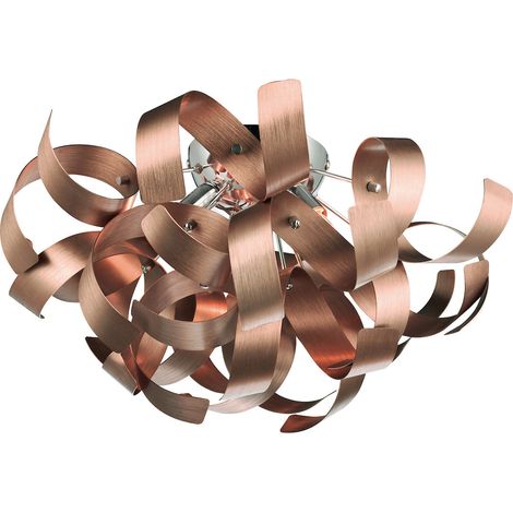 DAR RAWLEY - Plafonnier Ruban Flush Cuivre Brossé, 4x G9 (1/5)