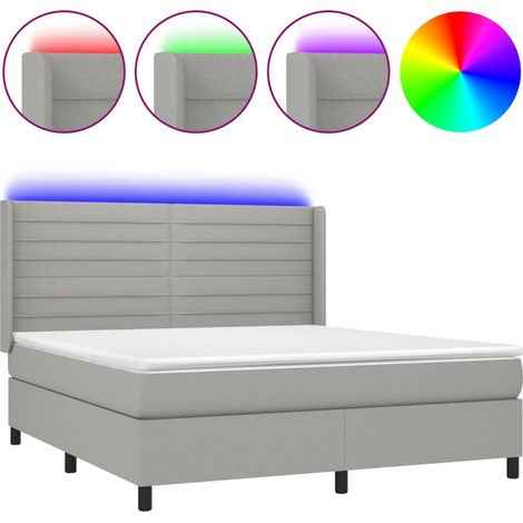 Maison Exclusive - Sommier à lattes de lit matelas LED Gris clair 160x200 cm Tissu (1/5)