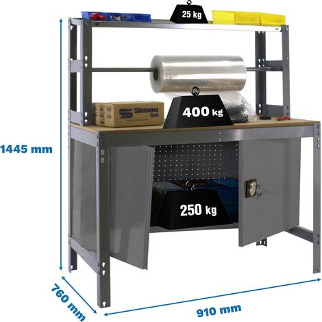 Simonrack Arbeitstisch Metall Grau und Holz 1445x910 mm