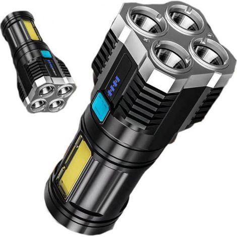 Lampe Torche LED Puissante, Rechargeable USB, Portable, Imperméable IPX5 pour Randonnée Camping Urgence Extérieur (1/5)