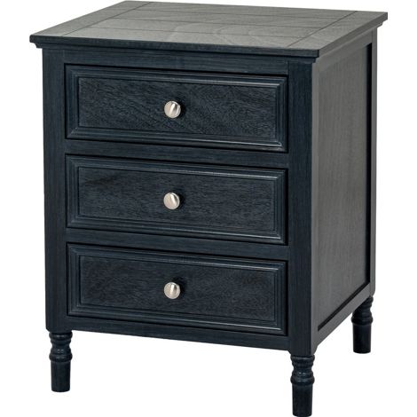 Contour Collection 3 Drawer Side Table - Wood - L43 x W48 x H59 cm - Black