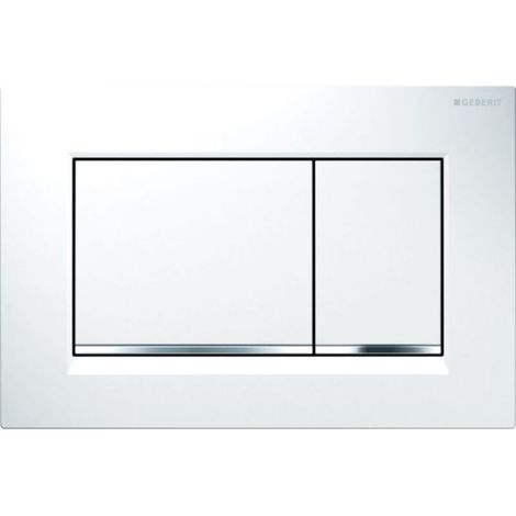 3/6L Geberit Sigma30 white release plate with bright chrome strip (1/3)