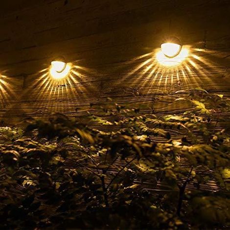 2er-Set LED-Solarlampen Außenwandleuchte IP65 wasserdichte Wandbeleuchtung dekoratives warmweißes Licht, Zaunlampe Wand Terrasse Garten