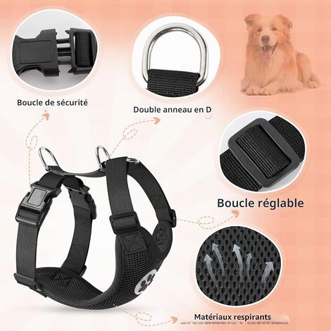 Dog Harness, Car Vest Harness for Dogs Breathable Mesh Fabric Adjustable Double Ring for Cat Puppy Road Trip Daily Walks (1/4)