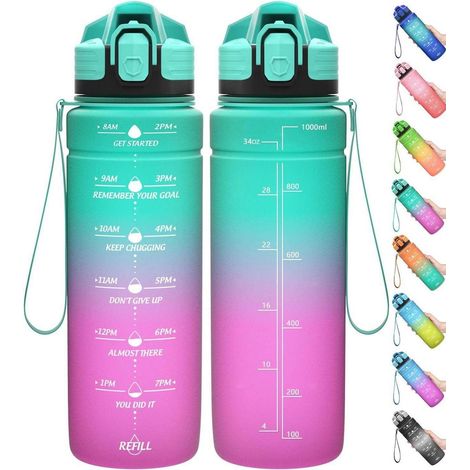 Trinkflasche Auslaufsicher Zeitmarkierung Tritan 500 ml Smaragd-lila (1/5)