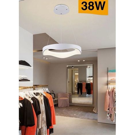 TrAdE Shop Traesio - Lampadario A Sospensione Led Onda 38w Ultra Moderna 3 Colorazioni Di Luce A67-3c - Bianco (1/4)