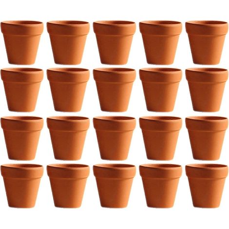 Pots pour plantes succulentes, pots de fleurs en céramique rouge avec trou de drainage, lot de 20 (1/5)