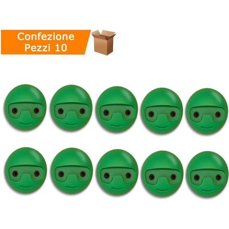 Multipack da 10 appendini tondinp verdi appendiabiti da parete completi di fischer colorate