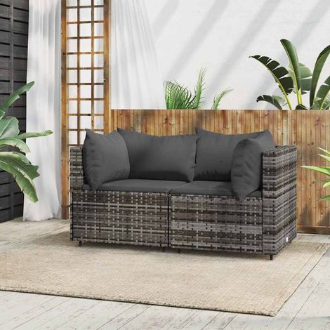 vidaXL Divani Angolari da Giardino con Cuscini 2pz Polyrattan