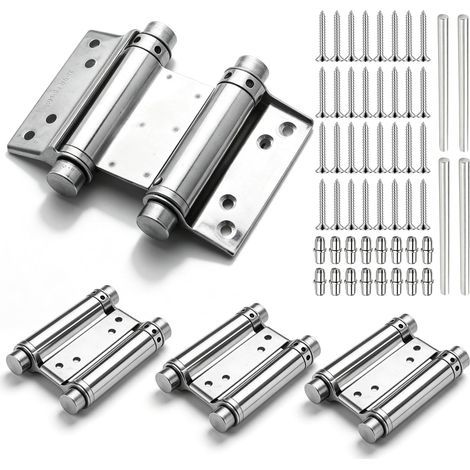 4 Pièces Charnière de Porte Battante, Charniere Inox, Charniere Inox Double Action avec Ressort, Charnières de porte für Café Bar Cuisine Passage Interieur 3 Pouces (1/5)