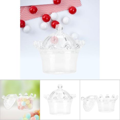 12 transparente Geschenktüten mit Kranz – Plastikboxen für Süßigkeiten und Pralinen (Weiß) (1/5)
