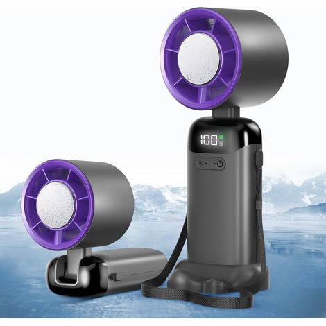 Mini ventilatore portatile di piccole dimensioni, mini ventilatore palmare ricaricabile tramite USB con 5 velocità e display a LED per casa, ufficio, camera da letto, viaggi all'aperto (grigio)