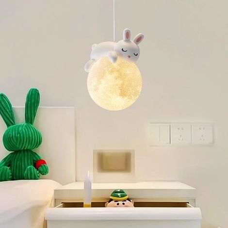 Lámpara de araña Planet Moon - Conejo - Lámpara de araña tricolor (1 pieza, 15 cm de diámetro, 150 cm de longitud ajustable). Ideal para dormitorios y comedores. (1/5)