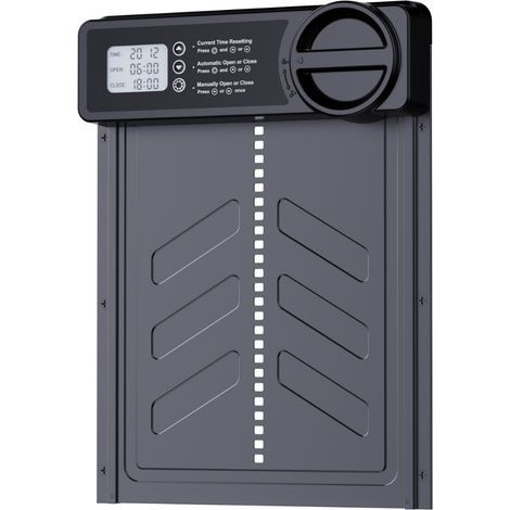 Automatische Hühnerklappen-Tür mit programmierbarem LCD-Display, wasserdicht, automatische Hühnerklappe aus Aluminiumlegierung, batteriebetrieben, Timersteuerung