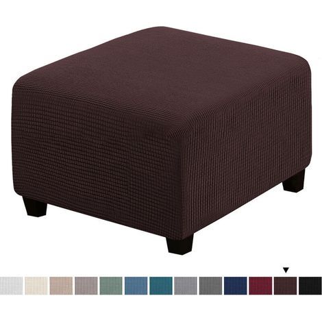 Housse de canapé élastique carrée pour repose-pieds – Tissu polaire extensible 85% polyester – Dimensions 27-32 pouces – Protection contre taches et déchirures (1/5)