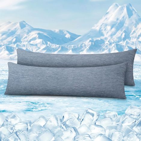 WOLTU - Juego de 2 fundas de almohada refrescantes, lavables y con cremallera, protección y comodidad, 40 x 145 cm, color azul (1/5)
