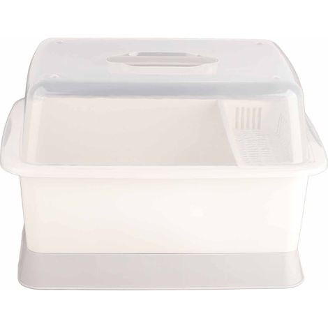 Égouttoir de Vaisselle Minimaliste Anti-Poussière avec Couvercle, Gain de Place pour Cuisine
