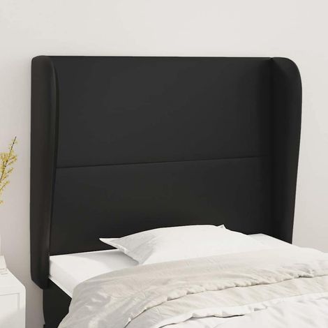 vidaXL Cabecero con orejas de cuero sintético negro 103x23x118/128cm (1/5)