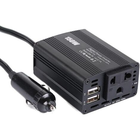 Onduleur De Voiture,Transformateur De Courant Automatique Convertisseur 150w Convertisseur De Tension Double USB Power Inverter Prise UE 12v-220v (1/4)