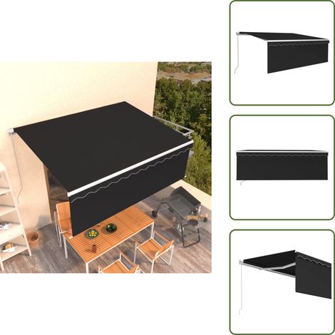 The Living Store Auvent manuel rétractable avec store 4x3 m Anthracite - Auvent rétractable (1/5)