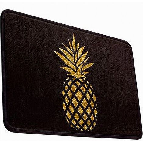 Cleafe - Tappeto Tappetino Antiscivolo Tessuto Bagno Arredo 40x60cm Nero Con Ananas 69750 - (1/3)