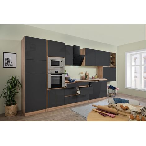 Cuisine Kitchenette sans poignée Chêne gris Lorena 445 cm Respekta
