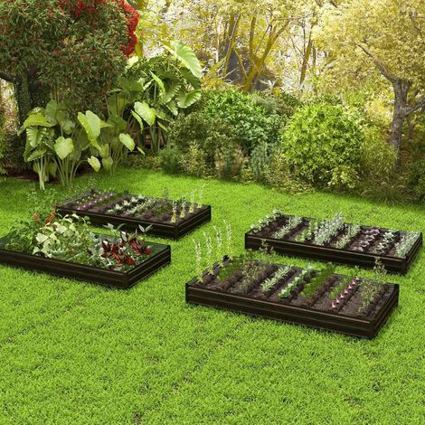 Jardiniere surelevee en metal avec support renforce et jardin dherbes a base ouverte 240 x 120 x 30 cm