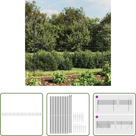 vidaXL Clôture de jardin - Clôture en treillis métallique et ancrage anthracite 1,6x25 m (1/5)