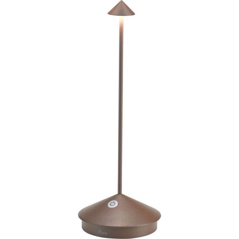 Lampe à poser LED rechargeable dimmable IP54 – Aluminium corten – Autonomie 13h – Lumière chaude 3000K – Ø 10,5 cm x 29 cm – Zafferano