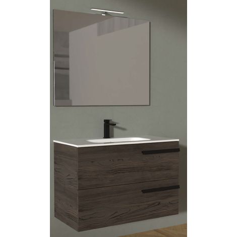 Composizione mobile bagno 90 cm modello LINEA Larice Termocotto