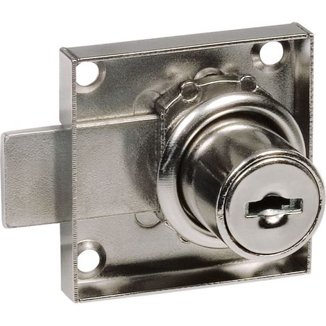 Serrure pour tiroirs et portes de meubles Mod.1A1 + 2 clés Mod.371  Pour tiroirs et armoires de maison ou de bureau  En acier nickelé  Sûr et facile à installer (1/5)