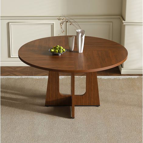 Mesa comedor redonda MDF nogal 120 cm OKMYHOME (1/5)