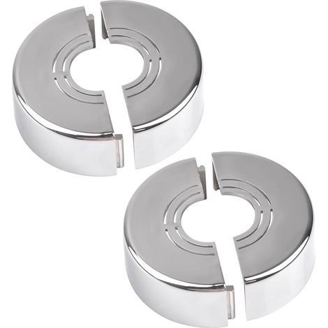Ensemble de deux cache tuyaux muraux en plastique pour la décoration des trous de tuyauterie installation facile plaque de recouvrement ronde ajustable raccords de tuyauterie (1/5)