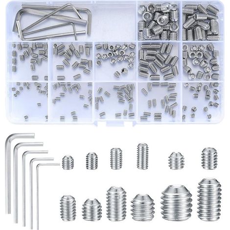 Surtido de 240 piezas de tornillos de fijación, tornillos de cabeza hueca con llave, tornillos de cabeza hexagonal de acero inoxidable, tuercas de copa para manijas de puertas y grifos - M3/M4/M5/M6/M (1/5)
