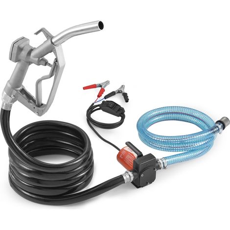 Pompe Transfert Carburant Électrique Portable 12 V CC 5 GPM 19 L/min 1/7 CV Buse de Carburant Arrêt Automatique, Long Tuyau Entrée et Sortie, pour Mélange d'Essence, Diesel, Kérosène, Méthanol (1/5)