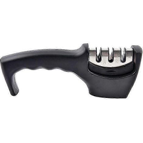 Affûteur Smart Sharp 3 étapes - Pour couteaux de cuisine - Résultat professionnel/Design ergonomique - Pierre céramique/Carbure de tungstène/Diamant - Finition noire/chromée (1/5)