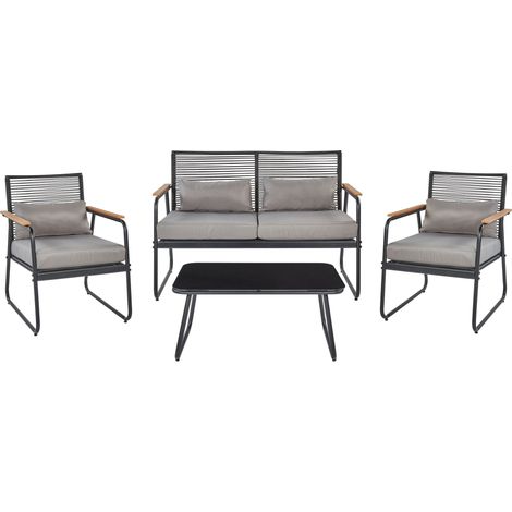 Lounge Set mit Tisch 4-Sitzer POMONTE Metall Schwarz