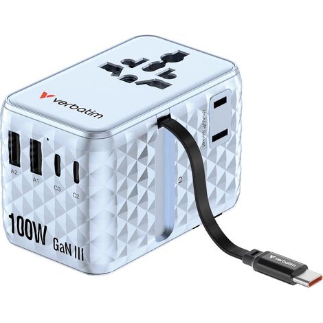 Adattatore da viaggio Verbatim Charge 'n' Travel 100W USB-C USB-A (1/3)