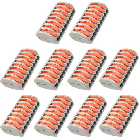 10 conectores eléctricos - Conector de cable eléctrico de 8 puertos, terminales de conexión segura para instalaciones eléctricas (1/5)