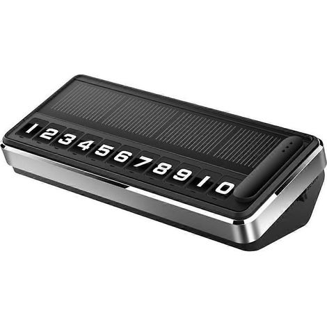 Carte de stationnement temporaire lumineuse à LED avec numéro de téléphone, recharge solaire, dispositif multi-cartes, décoration argentée pour voiture (1/5)