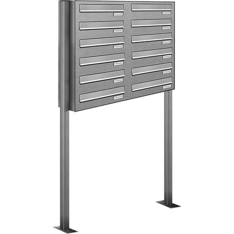 12er V2A Edelstahl Standbriefkasten Freistehend Durchwurfanlage (1/5)