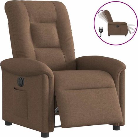 Fauteuil inclinable électrique en tissu marron (1/5)