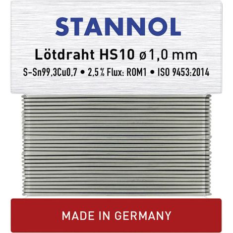 Stannol HS10 Lötzinn, bleifrei bleifrei Sn99,3Cu0,7 ROM1 30 g 1 mm