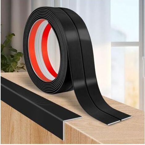 Baguette d’Angle PVC Cornière Moulure Murale Autocollante Protection Profilé Souple pour bordure de carrelage Plafond (Noir brillant, 4cm×3m) (1/5)