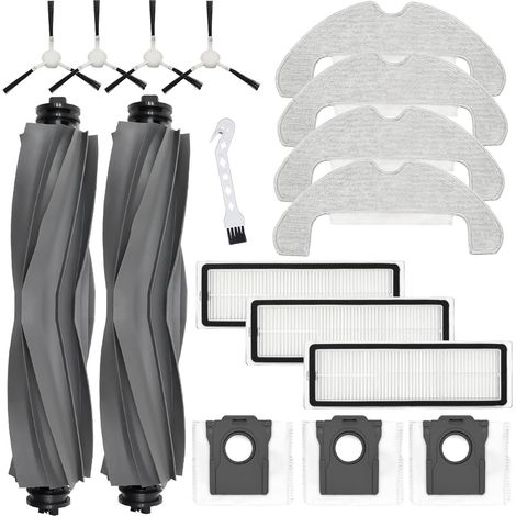 Accessoires pour Dreame D10 Plus Gen 2 Robot aspirateur pièce de Rechange, 2 Brosses à Rouleau + 4 Chiffon + 4 brosses latérales + 3 filtres + 3 Sac à poussière (1/5)