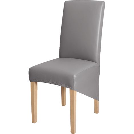 Housse pour fauteuil XXL, hauteur de dossier 60-75 cm, en similicuir gris. (1/5)