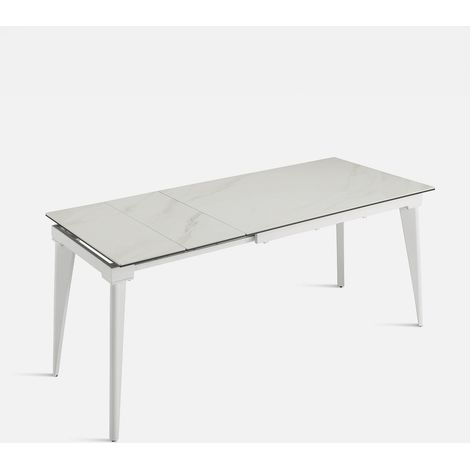 Tavolo allungabile in gres porcellanato Ulisse - Effetto marmo bianco
