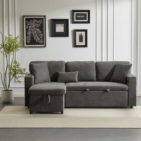 Sofá cama rinconero con almacenaje USB gris oscuro XL OKMYHOME (1/5)
