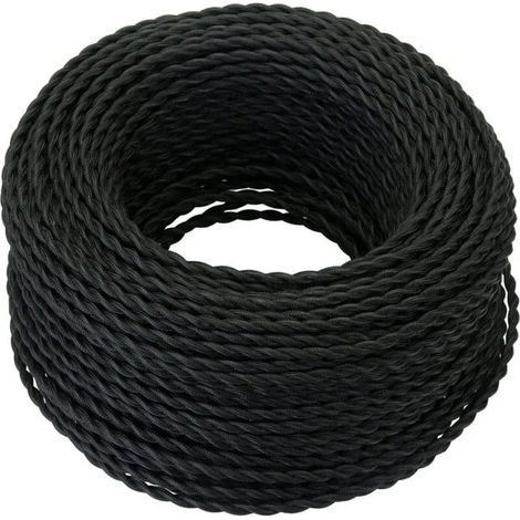 Cble lectrique textile 10 m corde de chanvre tresse 2x075 mm pour DIY lampe suspendue noir (1/4)